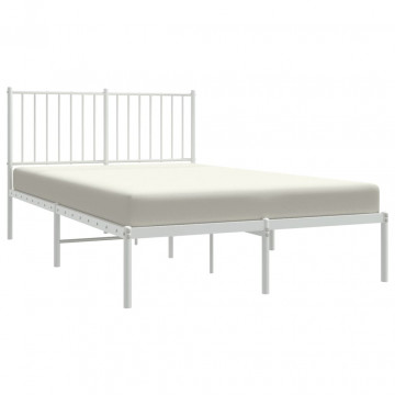 Cadru de pat cu tăblie, alb, 196x126x90,5 cm, oțel - Img 3