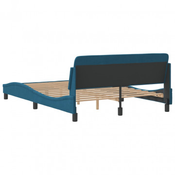 Cadru de pat cu tăblie, albastru, 120x200 cm, catifea - Img 5