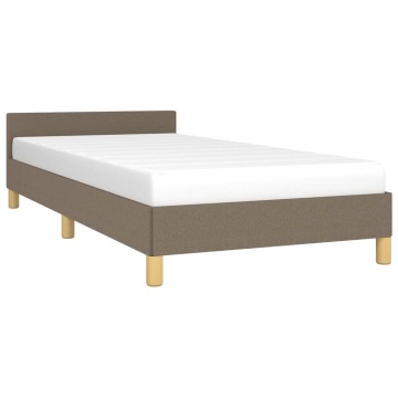 Cadru de pat cu tăblie fără saltea, taupe, 90x200 cm, textil - Img 3