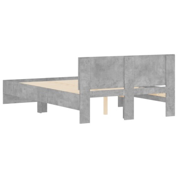 Cadru de pat cu tăblie, gri beton, 120x200 cm - Img 6