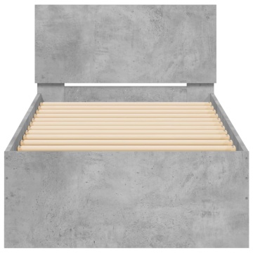 Cadru de pat cu tăblie, gri beton, 90x190 cm, lemn prelucrat - Img 8