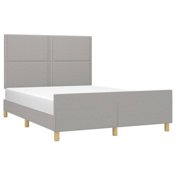 Cadru de pat cu tăblie, gri deschis, 140x200 cm, textil - Img 3