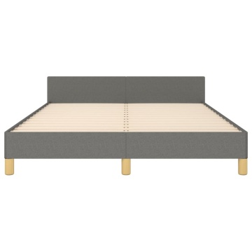 Cadru de pat cu tăblie, gri închis, 140x190 cm, textil - Img 5