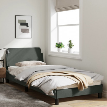 Cadru de pat cu tăblie, gri închis, 80x200 cm, textil - Img 3