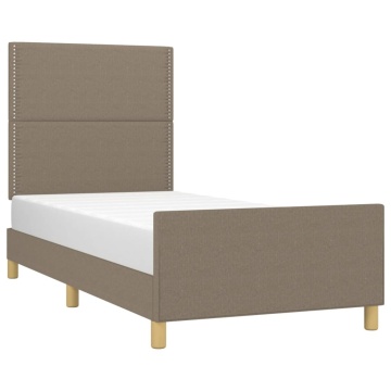 Cadru de pat cu tăblie, gri taupe, 100x200 cm, textil - Img 3
