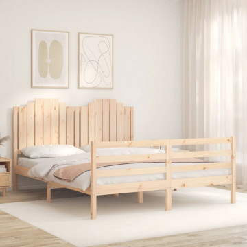 Cadru de pat cu tăblie, king size, lemn masiv - Img 3