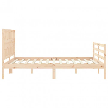 Cadru de pat cu tăblie, king size, lemn masiv - Img 5