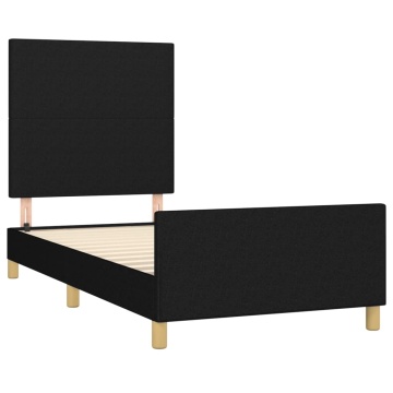 Cadru de pat cu tăblie, negru, 100x200 cm, textil - Img 4
