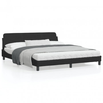 Cadru de pat cu tăblie, negru, 180x200 cm, catifea - Img 1
