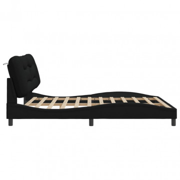Cadru de pat cu tăblie, negru, 180x200 cm, textil - Img 8