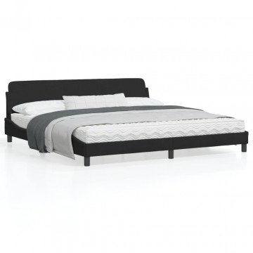 Cadru de pat cu tăblie, negru, 200x200 cm, catifea - Img 1
