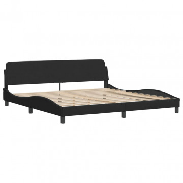 Cadru de pat cu tăblie, negru, 200x200 cm, catifea - Img 2