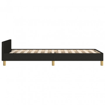 Cadru de pat cu tăblie, negru, 80x200 cm, textil - Img 5