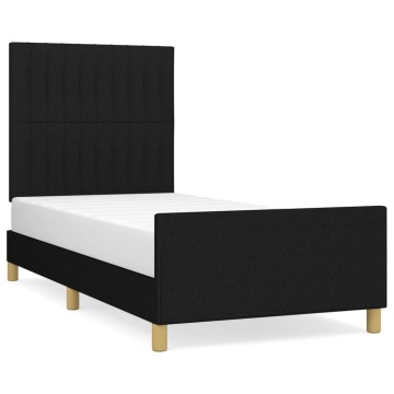 Cadru de pat cu tăblie, negru, 90x190 cm, textil - Img 2
