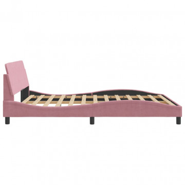 Cadru de pat cu tăblie, roz, 160x200 cm, catifea - Img 8