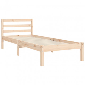 Cadru de pat cu tăblie single mic, lemn masiv - Img 7