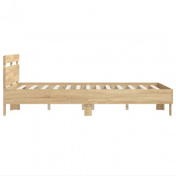 Cadru de pat cu tăblie stejar sonoma 120x190 cm lemn prelucrat - Img 5