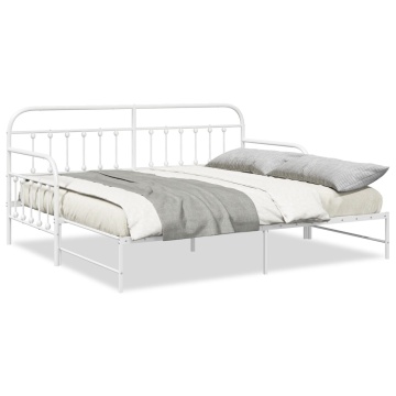 Cadru de pat Daybed cu trundă Alb 90x190 cm Oțel - Img 4