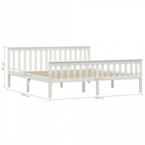 Cadru de pat din lemn masiv de pin, alb, 180 x 200 cm - Img 5