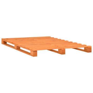 Cadru de pat din paleți, maro, 140x200 cm, lemn masiv de pin - Img 2
