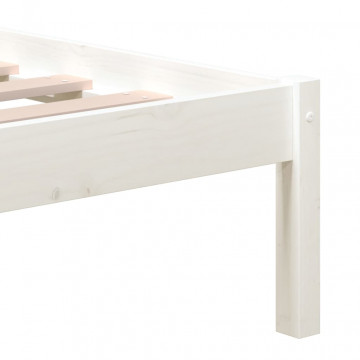 Cadru de pat dublu 4FT6, alb, 135x190 cm, lemn masiv - Img 5