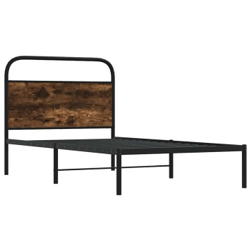 Cadru de pat fără saltea 90x190cm Stejar fumuriu lemn prelucrat - Img 3