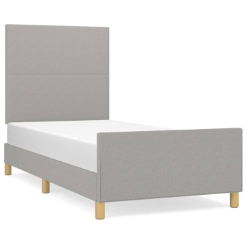 Cadru de pat fără saltea, gri deschis, 80x200 cm, textil - Img 2