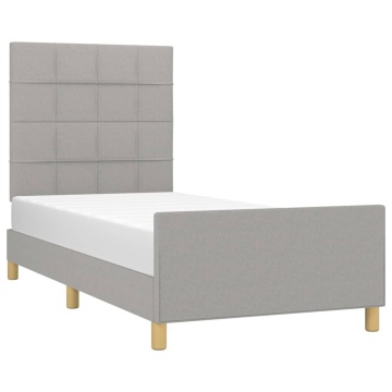 Cadru de pat fără saltea, gri deschis, 90x190 cm, textil - Img 3