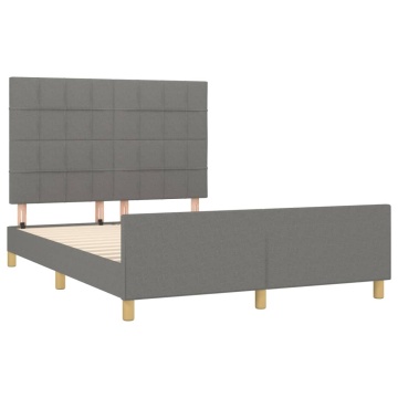 Cadru de pat fără saltea, gri închis, 140x200 cm, textil - Img 4