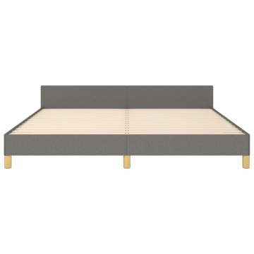 Cadru de pat fără saltea, gri închis, 160x200 cm, textil - Img 5