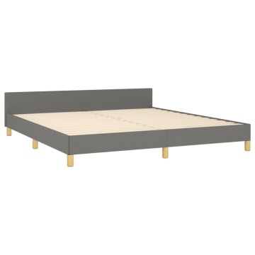 Cadru de pat fără saltea, gri închis, 160x200 cm, textil - Img 8