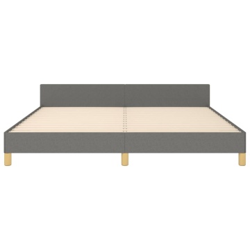 Cadru de pat fără saltea, gri închis, 180x200 cm, textil - Img 5