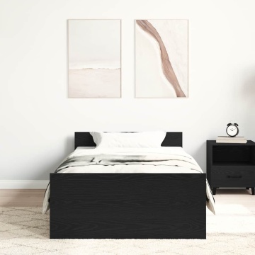Cadru de pat fără saltea Stejar negru 90x200 cm Lemn prelucrat - Img 3