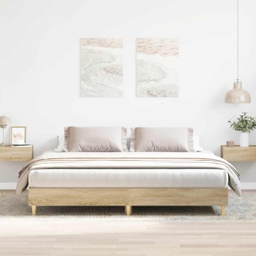 Cadru de pat fără saltea Stejar Sonoma 200x200cm Lemn prelucrat - Img 1