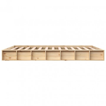 Cadru de pat, gri, 150x200 cm, lemn masiv, King Size 5FT - Img 8