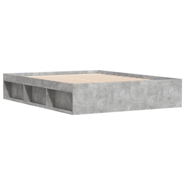 Cadru de pat, gri beton, 140x200 cm - Img 8