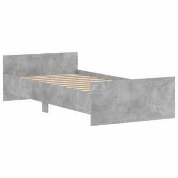 Cadru de pat, gri beton, 90x190 cm, lemn prelucrat - Img 3