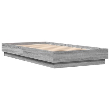 Cadru de pat, gri sonoma, 75x190 cm, lemn prelucrat - Img 2