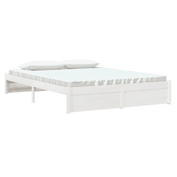 Cadru de pat King Size, alb, 150x200 cm, lemn masiv - Img 3