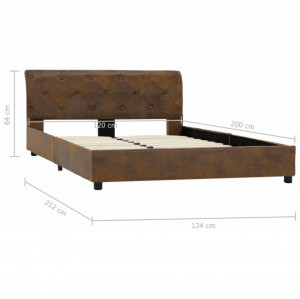 Cadru de pat, maro, 120 x 200 cm, piele întoarsă ecologică - Img 8