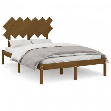Cadru de pat, maro miere, 120x200 cm, lemn masiv - Img 2