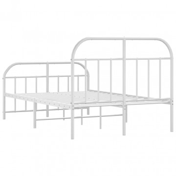 Cadru de pat metalic cu tăblie, alb, 120x200 cm - Img 7