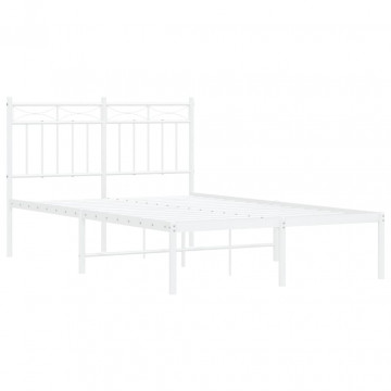 Cadru de pat metalic cu tăblie, alb, 120x200 cm - Img 4