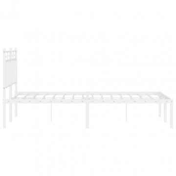 Cadru de pat metalic cu tăblie, alb, 120x200 cm - Img 5