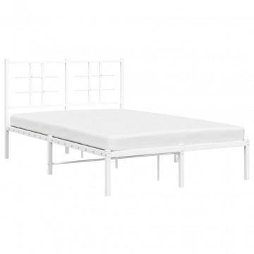 Cadru de pat metalic cu tăblie, alb, 120x200 cm - Img 4