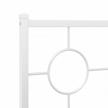 Cadru de pat metalic cu tăblie, alb, 75x190 cm - Img 7