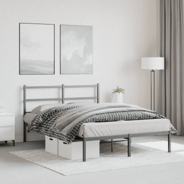 Cadru de pat metalic cu tăblie, negru, 140x200 cm - Img 3