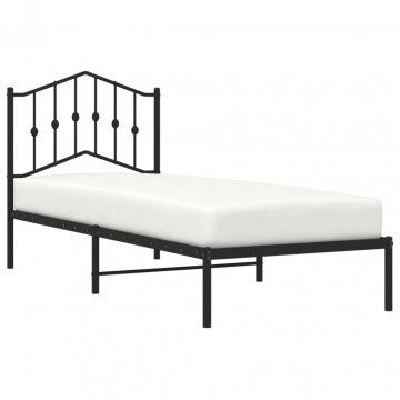 Cadru de pat metalic cu tăblie, negru, 90x190 cm - Img 3