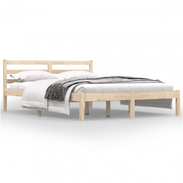 Cadru de pat mic dublu 4FT, 120x190 cm, lemn masiv de pin - Img 3