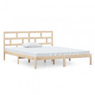 Cadru de pat mic dublu 4FT, 120x190 cm, lemn masiv - Img 2
